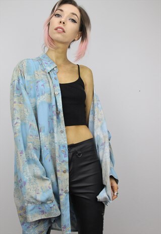 VINTAGE 80S/90S OVERSIZED PATTERNED SHIRT