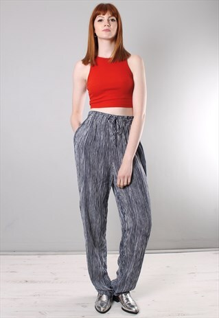 VINTAGE 90S STRIPED PATTERNED HIGH WAISTED TROUSERS