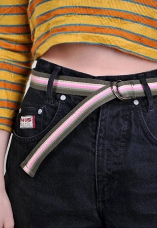 90S STRIPED OVERSIZE BELT, PATTERN CASUAL HOLIDAYS BELT