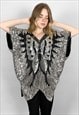 70's Vintage Iconic Butterly Ladies Silver Black Sequin Top
