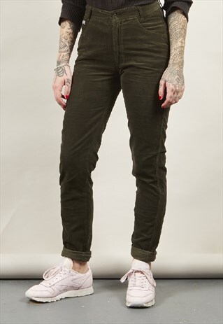 VINTAGE 90'S FENDI DARK GREEN CORDUROY JEANS