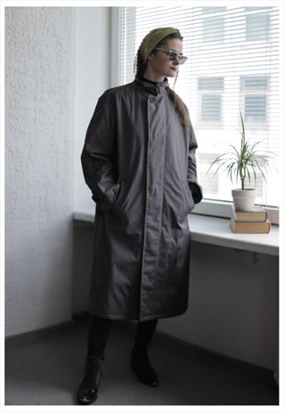 VINTAGE 80'S GREY TRENCH COAT