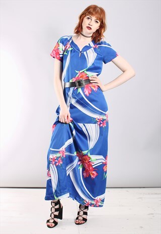 VINTAGE 70S HAWAIIAN FLORAL MAXI DRESS