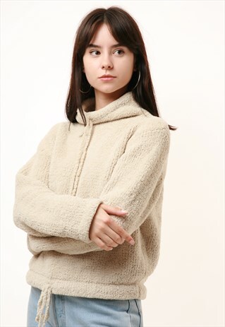 90S VINTAGE CROPPED PLUSH CREAM JUMPER 882