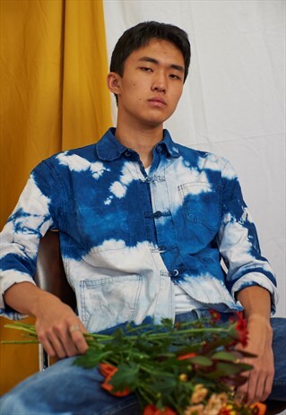 VINTAGE REWORKED CUSTOMED TIE N DYE "BLEU DE CHINE" JACKET