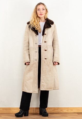 Pull&Bear Long coat discount 66% WOMEN FASHION Coats Shearling Beige M 