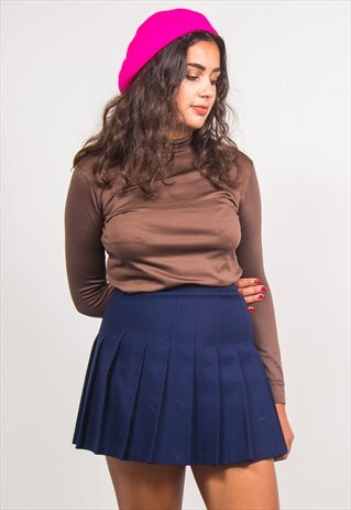 VINTAGE 70'S BROWN TURTLE NECK LONG SLEEVE TOP