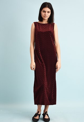 90'S RETRO VELVET GRUNGE MOMS MAXI DRESS