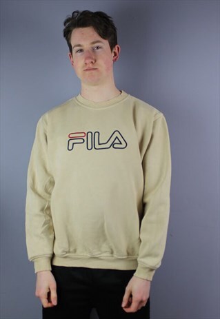VINTAGE FILA SWEATSHIRT IN BEIGE WITH EMBROIDERY