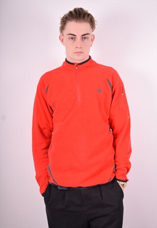 CHAMPION MENS VINTAGE FLEECE JUMPER MEDIUM RED 90'S