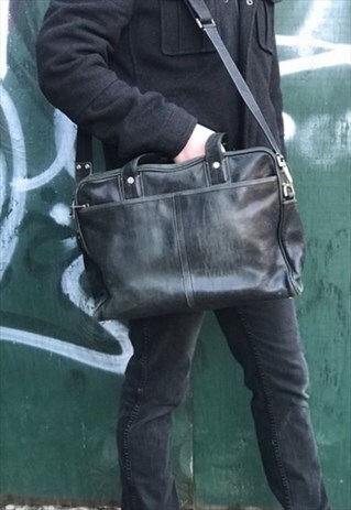 VINTAGE BLACK LEATHER COACH BRIEFCASE
