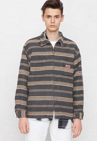 VINTAGE BROWN DIESEL LONG SLEEVE ZIP SHIRT