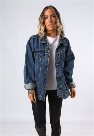 DENIM JACKET OVERSIZED FITTED VINTAGE UK 20 (GC1N)