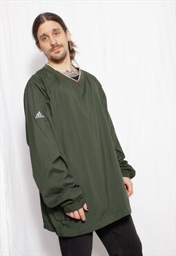 90s sports y2k vintage ADIDAS green pullover windbreaker top
