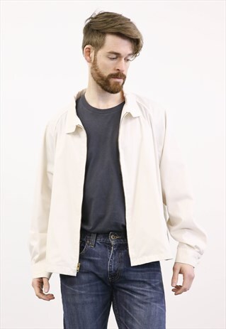 LONDON FOG VINTAGE 1980S WHITE BOMBER JACKET