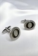 CHRISTIAN DIOR CUFFLINKS SILVER LOGO MONOGRAM KHAKI VINTAGE