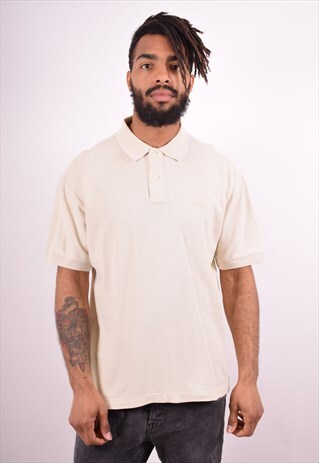 FILA MENS VINTAGE POLO SHIRT LARGE BEIGE 90S