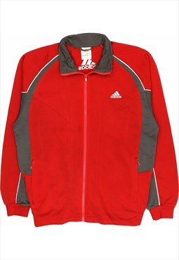 Adidas 90's Spellout Zip Up Fleece Windbreaker 42 Red