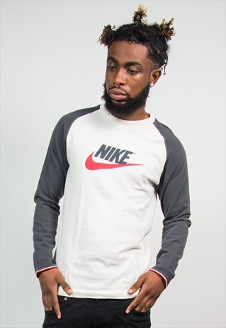 VINTAGE NIKE SPELL OUT LONG SLEEVE T-SHIRT RAGLAN