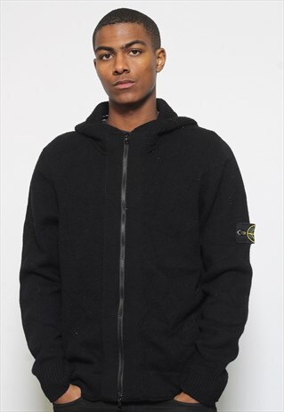 VINTAGE STONE ISLAND HOODIE KNIT BLACK
