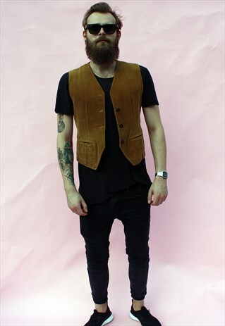 VINTAGE 90'S BROWN CORDS DENIM WAISTCOAT