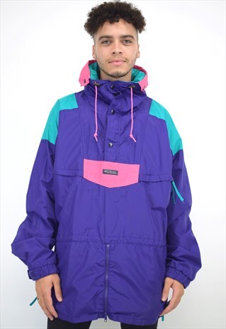 VINTAGE 90S COLUMBIA PURPLE PINK WINDBREAKER