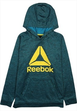 Vintage 90's Reebok Hoodie Pullover Spellout Blue Large