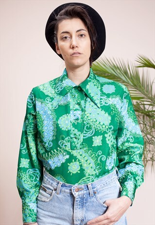 WOMENS HIPPIE BUTTON UP POLO SHIRT, FROM THE 70S