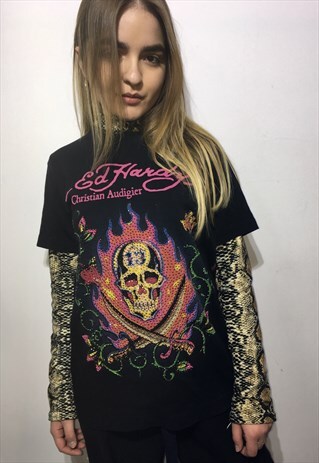 VINTAGE 90' AMAZING UNISEX BLACK ED HARDY COOL T-SHIRT