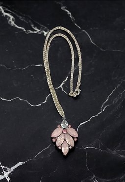 Silver Plated Satellite Chain With Pink Jewel