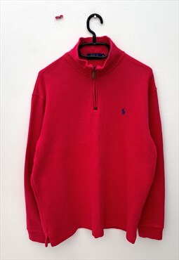 Polo Ralph Lauren pink 1/4 zip knit jumper medium 