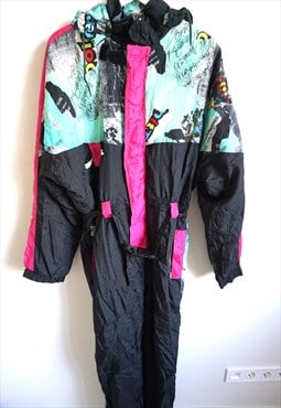 Vintage Onepiece Skiing Ski Suit Overall Jumpsuit Jacket