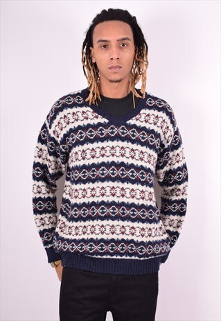 KAPPA MENS VINTAGE CRAZY PRINT JUMPER SWEATER LARGE 90'S