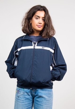 90'S VINTAGE NAVY BLUE REEBOK TRACKSUIT JACKET TOP