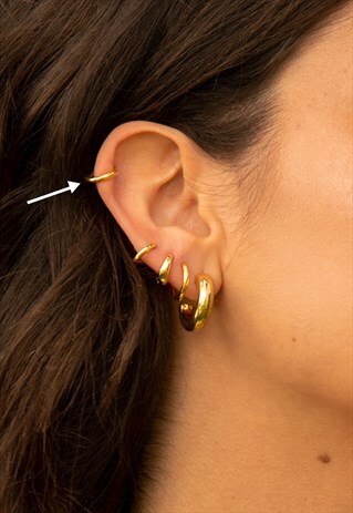 WOMEN'S SMOOTH EAR CUFFS, PAIR, FAUX PIERCING - GOLD