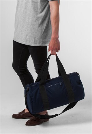 SHOULDER BARREL HOLDALL BACKPACK BAG - NAVY BLUE/BLACK