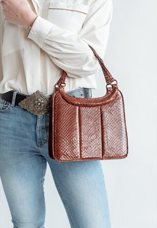 VINTAGE 70S SMALL SNAKE IMITATION HANDBAG
