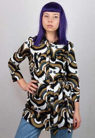 VINTAGE 70'S STYLE SHIRT/DRESS ABSTRACT PRINT