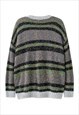 FLUFFY CARDIGAN FLEECE SWEATER STRIPE JUMPER ZEBRA TOP GREY