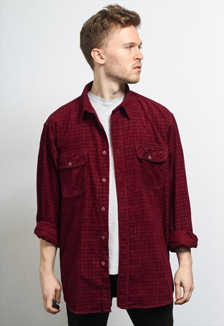 VINTAGE CORDUROY CORD SHIRT RED