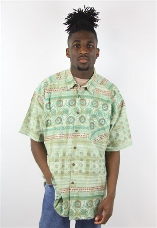 VINTAGE FUNKY GREEN PATTERNED SHIRT