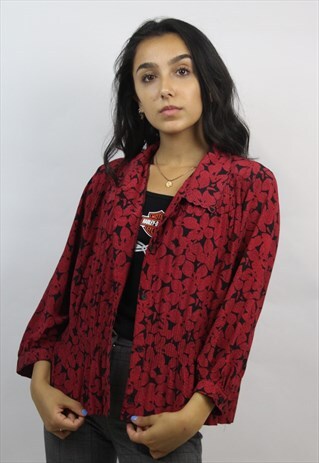 VINTAGE 90'S WINE PATTERNED BLOUSE