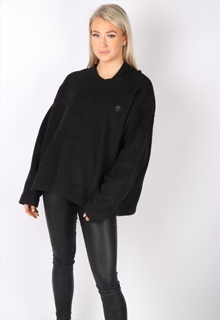 VINTAGE TIMBERLAND FLEECE JUMPER SWEATER BLACK OVERSIZED L