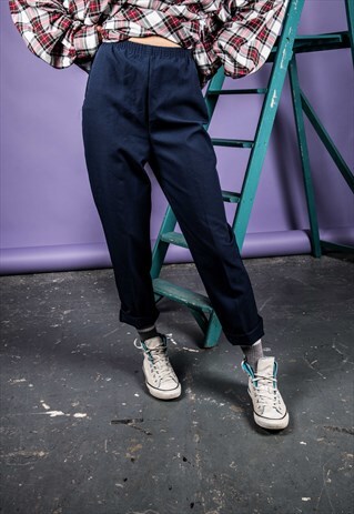 VINTAGE 1990S BLUE HIGH-WAISTED TROUSERS