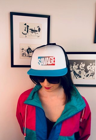 TRUCK DRIVER BLUE CAP HAT 90S FRESH NEON SUMMER RETRO VINTAG