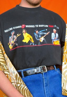 Vintage 90s Rolling Stones Band Tour T-Shirt in Black