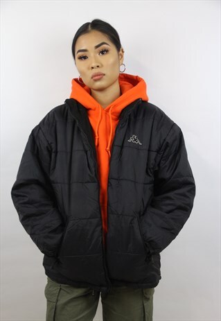 VINTAGE KAPPA BLACK PADDED SPORTS JACKET