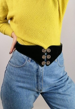 VINTAGE 80'S REAL LEATHER DARK GREEN AUSTRIAN BELT