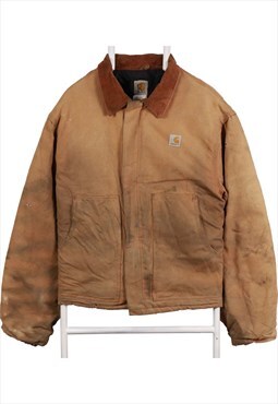 Vintage 90's Carhartt Denim Jacket Carpenter Workwear Tan