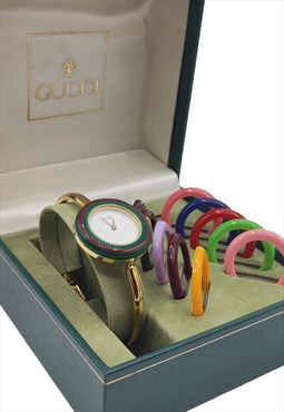Vintage Gucci Watch 11/12.2, gold plated, interchangeable